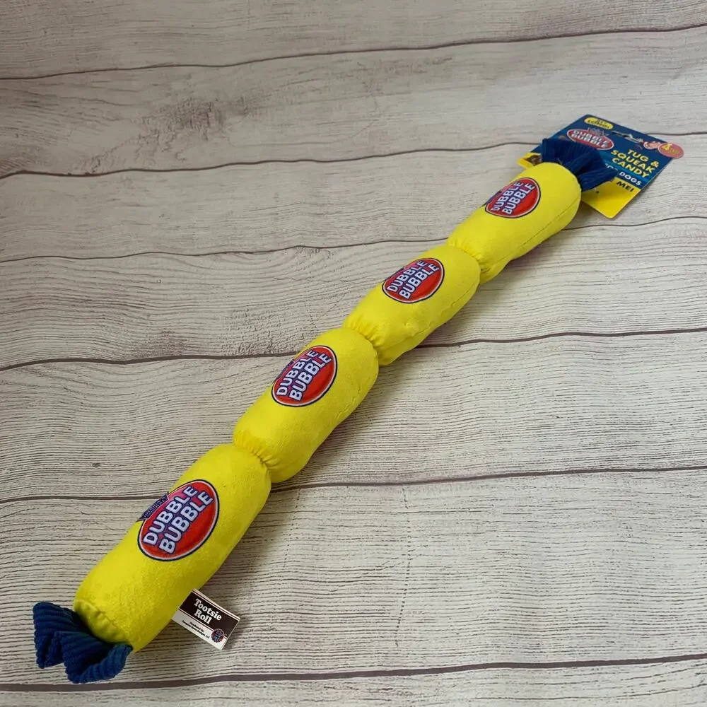 Dubble Bubble Dog Toy Link of 4 Connected Squeakers Ribbed Crinkle Ends Tug 21